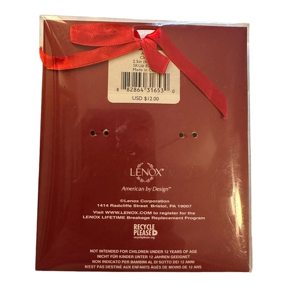 Lenox Pierced Porcelain Christmas Tree Ornament Charm 2 1/2 inch - Picture 4 of 4